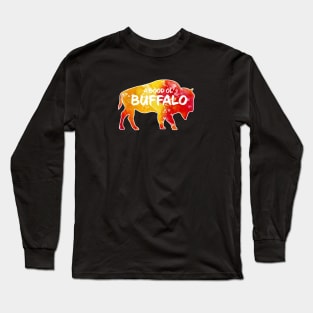 Buffalo Critter - Watercolor Background Long Sleeve T-Shirt